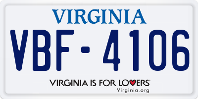 VA license plate VBF4106