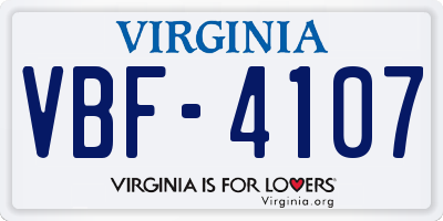 VA license plate VBF4107