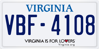 VA license plate VBF4108