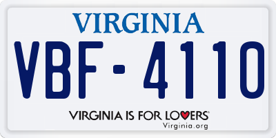 VA license plate VBF4110