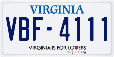 VA license plate VBF4111