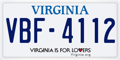 VA license plate VBF4112