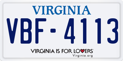 VA license plate VBF4113