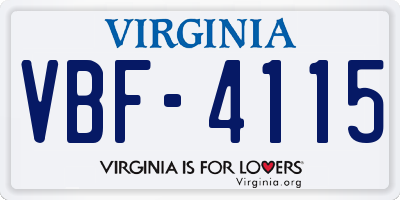VA license plate VBF4115