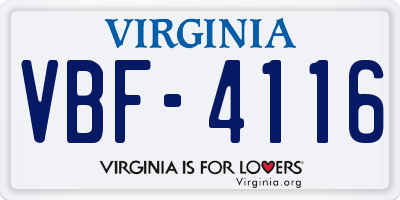 VA license plate VBF4116