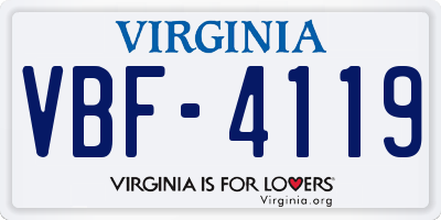 VA license plate VBF4119