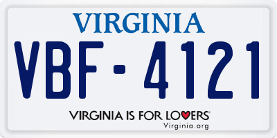 VA license plate VBF4121