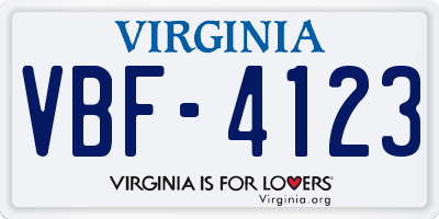 VA license plate VBF4123