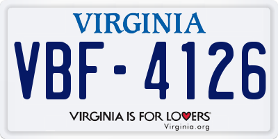 VA license plate VBF4126