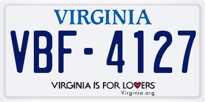 VA license plate VBF4127