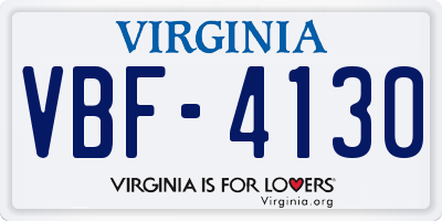 VA license plate VBF4130