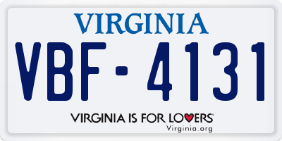 VA license plate VBF4131