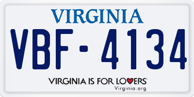 VA license plate VBF4134