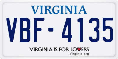 VA license plate VBF4135
