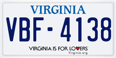 VA license plate VBF4138