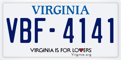 VA license plate VBF4141