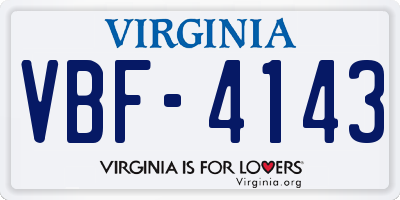 VA license plate VBF4143