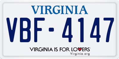 VA license plate VBF4147