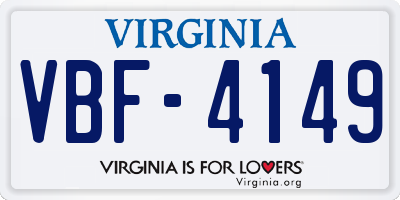 VA license plate VBF4149
