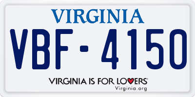 VA license plate VBF4150