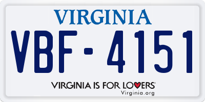 VA license plate VBF4151
