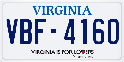 VA license plate VBF4160