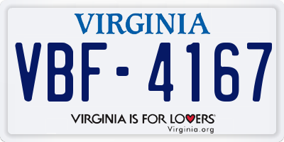 VA license plate VBF4167