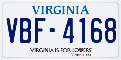 VA license plate VBF4168
