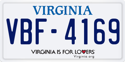 VA license plate VBF4169
