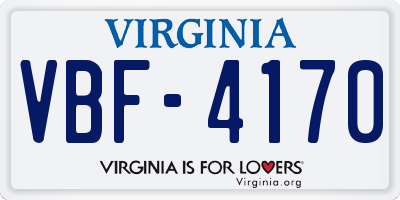 VA license plate VBF4170