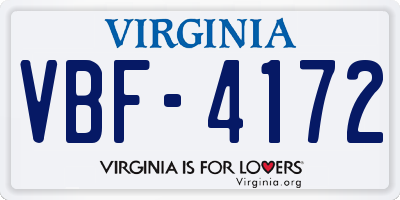 VA license plate VBF4172