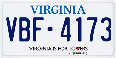 VA license plate VBF4173