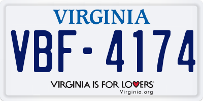 VA license plate VBF4174