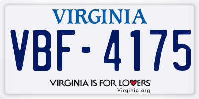VA license plate VBF4175
