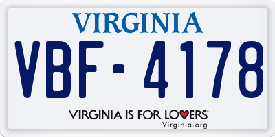 VA license plate VBF4178
