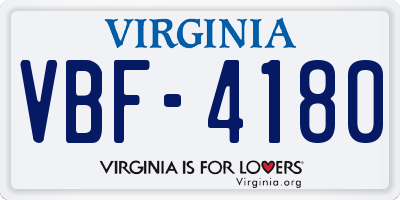 VA license plate VBF4180