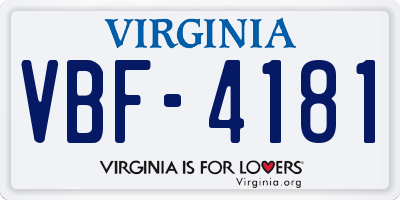 VA license plate VBF4181