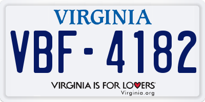 VA license plate VBF4182