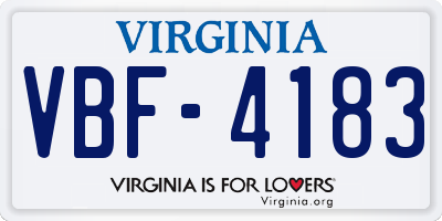 VA license plate VBF4183