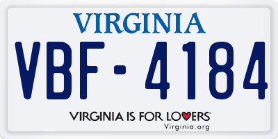 VA license plate VBF4184