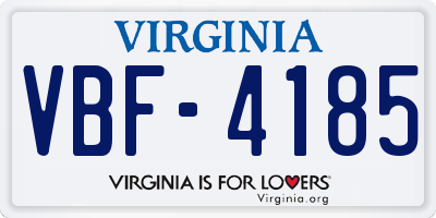 VA license plate VBF4185