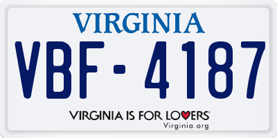 VA license plate VBF4187