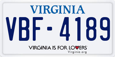 VA license plate VBF4189