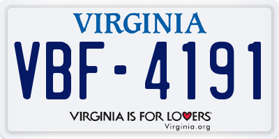 VA license plate VBF4191