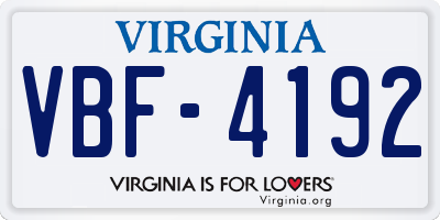 VA license plate VBF4192