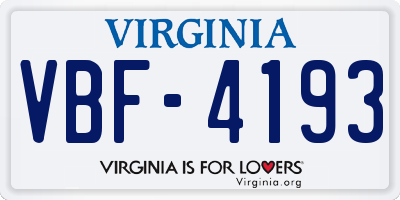 VA license plate VBF4193