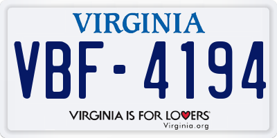 VA license plate VBF4194