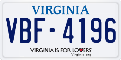 VA license plate VBF4196