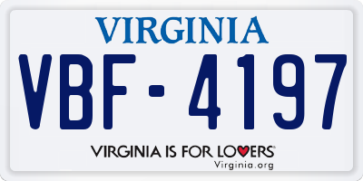 VA license plate VBF4197