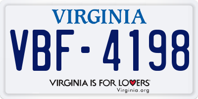 VA license plate VBF4198